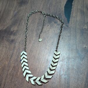 Talbots Chevron Necklace in Cream and Gold